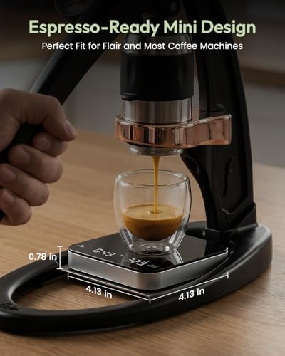 Maestri House S2 Espresso Coffee Scale with Timer, USB-C Rechargeable 2kg/0.1g Precision Shot Scale, Digital Scale for Espresso Brewing(Black & Silver) - color: Black&Silver