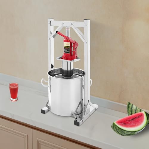 Manual Wine Press Machine Kit, 12L Fruit Wine Press, 3T Hydraulic Jack Press Extractor, Stainless Steel Grape Cider Cheese Press Making Equipment for Home & Small Wineries