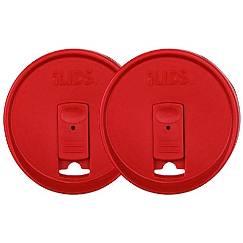 Wide-Mouth Mason Jar Drink Lid - USA Made, BPA-Free, Spill-Resistant for Coffee, Cold Brew & Iced Tea - Fits 3 3/8 in Ball & Kerr Wide Mouth - Pack of 2 - color: Red