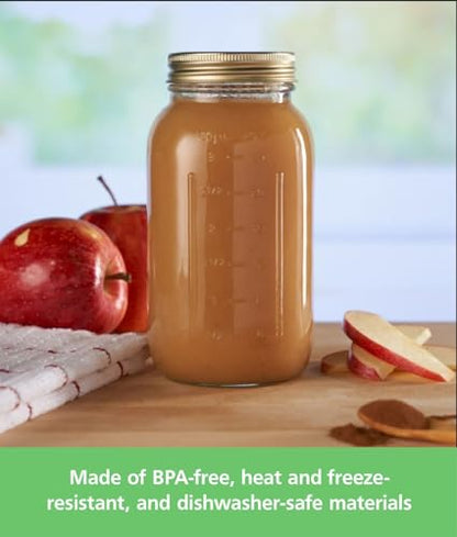32 oz Mason Jars, Regular Mouth Quart Canning Jars with Lids and Rings, 12-Pack Large Glass Jars for Home Canning and Fermenting