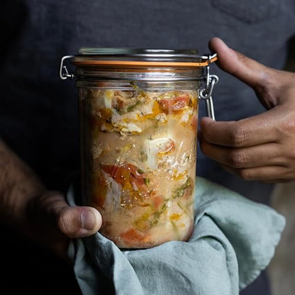 Le Parfait Super Terrine 1L (32oz) Zero Waste Eco-Friendly Glass Canning Jar, Airtight Rubber Seal & Wire Bail Lid, BPA-Free, Water Bath Safe for Food Storage & Preserving, Made in France - color: 1L (Single)