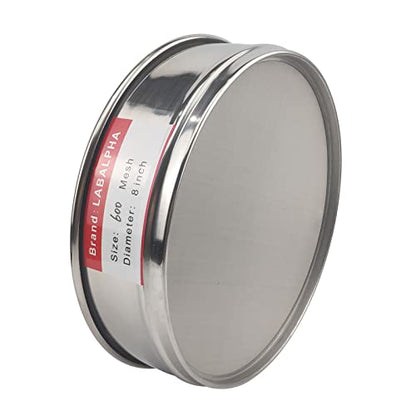 LABALPHA 600 Mesh Lab Sieves, #600 Mesh Test Sieve, 8'' Diameter, 304 Stainless Steel Wire Cloth (0.026mm) - size: 600 mesh (0.026mm)