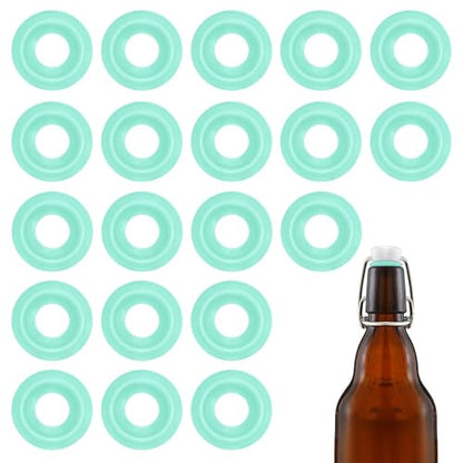 20PCs Dopamine color Silicone Gaskets Washers Seals for Cap Swing Flip Top for Home Brew Beer Soda Bottle Sealing(half cover) (Mint Green) - color: Mint Green
