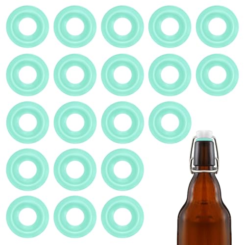 20PCs Dopamine color Silicone Gaskets Washers Seals for Cap Swing Flip Top for Home Brew Beer Soda Bottle Sealing(half cover) (Mint Green) - color: Mint Green