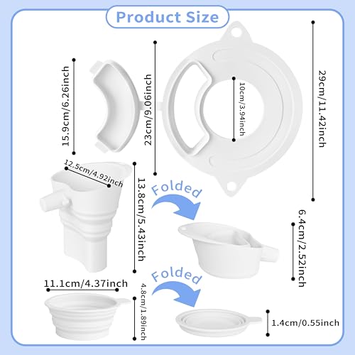 Silicone Bowl Cover with Flour Funnel for Kitchen Aid Mixer, Kitchenaid Bowl Cover for KitchenAid 4.5-5 Qt, Foldable Kitchen Funnel and Silicone Cup,Dishwasher Secure,White - color: White