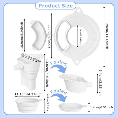 Silicone Bowl Cover with Flour Funnel for Kitchen Aid Mixer, Kitchenaid Bowl Cover for KitchenAid 4.5-5 Qt, Foldable Kitchen Funnel and Silicone Cup,Dishwasher Secure,White - color: White