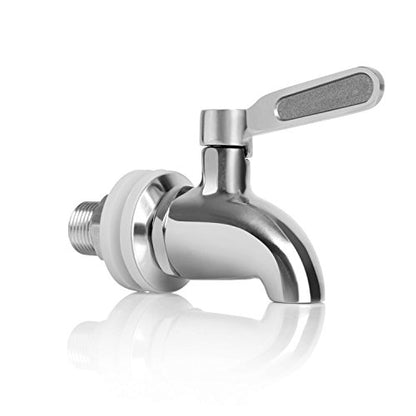 BTSKY™Stainless Steel Beverage Dispenser Replacement Spigot Fits 16mm（5/8 inch）Opening - No Lead Dispenser Replacement Faucet, Polished Finish - color: Silver