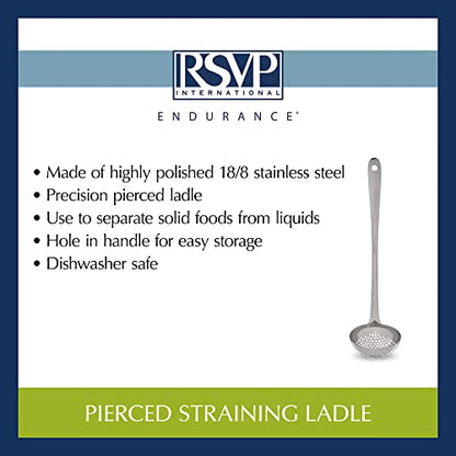 RSVP International Endurance Kitchen Collection Pierced Straining Tools, Ladle, 18/8 Stainless Steel - size: Ladle