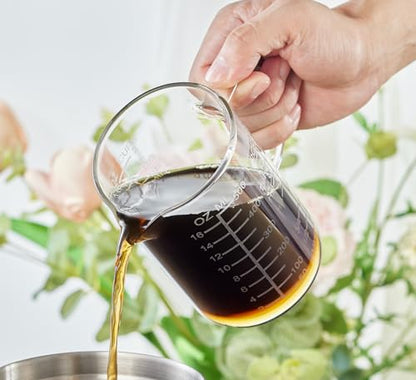Ackers Mirror Etching Scale Glass Measuring Cup-[Insulated handle | V-Shaped Spout]-Made of High Borosilicate Glass Measuring Cup for Kitchen or Restaurant, Easy to Read, 500 ML (16 Oz, 2 Cup) - size: 500 ML (16 Oz, 2 Cup) - Mirror Etching