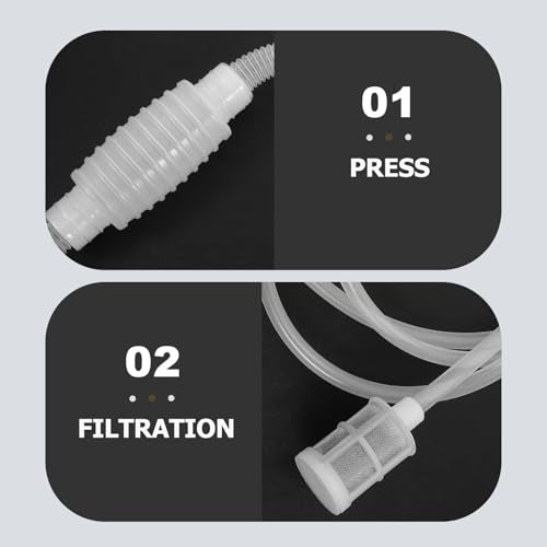 SEWACC Manual Liquid Transfer Pump with Food-grade Pvc Siphon Hose and Filter Tube 2m for Wine Brewing and Home Beer Making