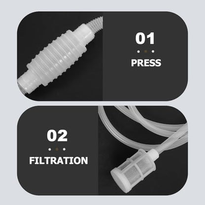 SEWACC Manual Liquid Transfer Pump with Food-grade Pvc Siphon Hose and Filter Tube 2m for Wine Brewing and Home Beer Making