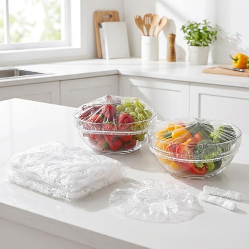 Bowl Covers 100PCS Plastic Wrap Food Sourdough Baking Rising Elastic Plate Covers Outdoor Food Fresh Keeping Bags for Bread Proofing, White - color: White