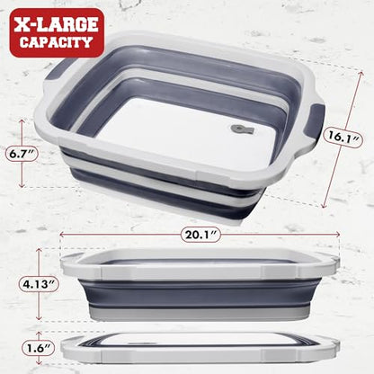 KITCHEN PERFECTION Collapsible XL Smoker & BBQ Prep Tub with Locking Lid & Cutting Board - Grill Caddy Container for Meat Marinating & Brine Perfect For Brisket, Turkey & Ribs - Best Gift For Men - color: Gray