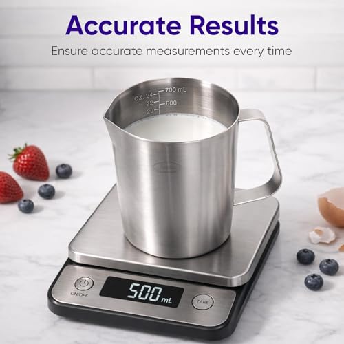 Newness Stainless Steel Measuring Cup, Metal Measuring Cup with Handle (Upgraded, 3 Marking Including Cup/ML/Ounce Scale), 16 Ounces (0.5 Liter, 2 Cup) - size: 16 OZ (2 Cup, 500 ML)