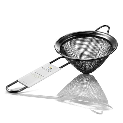 Homestia 304 Stainless Steel Fine Mesh Strainer for Kitchen, Cocktail Sieve Sifters for Food, Liquid Strainer Cup for Food, Drinks, Tea, Coffee, Juice, Noodles, Flour, Vegetable (Black) - color: Black, size: 1PC
