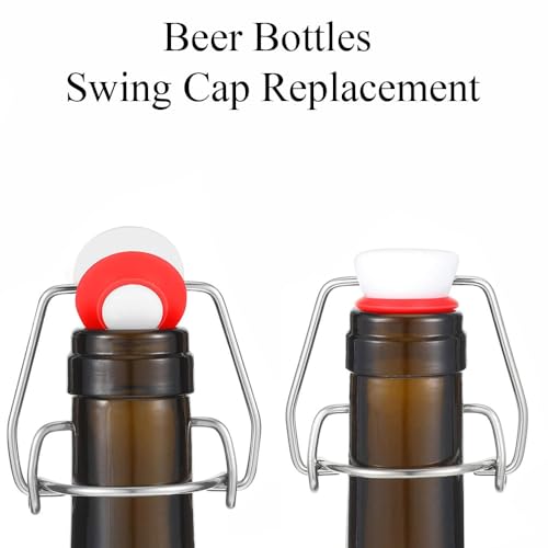 TopHomer 3 Pcs Swing Top Glass Bottle Caps Airtight Flip Top Replacement Caps with Silicone Gasket for Beer, Soda, Home Brew and Other Liquids