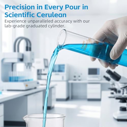 Baluue 100ml Graduated Cylinder, Borosilicate Glass Lab Beaker with Stable Base & Pour Spout for Accurate Hydrometer Readings, Chemistry & Kitchen Liquid Measure