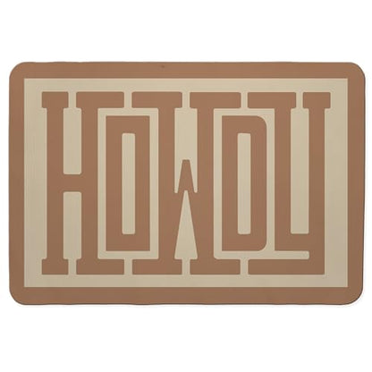 Western Howdy Dish Drying Mat, Neutral Brown Coffee Bar Mat for Countertops, Country Western Absorbent Dish Drying Mats for Kitchen Counter Coffee Maker, 16x24 Inch