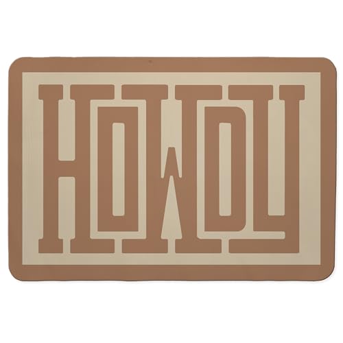 Western Howdy Dish Drying Mat, Neutral Brown Coffee Bar Mat for Countertops, Country Western Absorbent Dish Drying Mats for Kitchen Counter Coffee Maker, 16x24 Inch