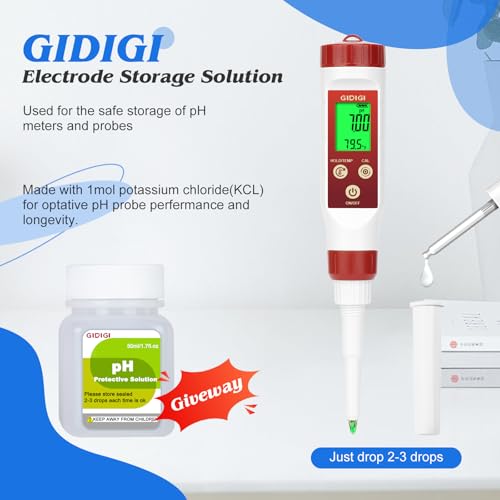 pH Meter for Food Fermentation, Digital pH Temp. Tester for Sourdough Bread Acidity Tester 5.5in pH Probe pH Tester for Cheese Hot Sauce Kombucha Wine Meat Saliva Cosmetic, 1 Replaceable Probe