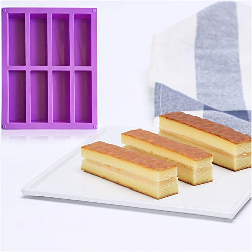 Palksky (2 Pcs) 8 Cavity Rectangle Granola Bar Silicone Mold/Nutrition/Cereal Bar Molds Energy Bar Maker for Chocolate Truffles Ganache Bread Brownie Cornbread Cheesecake Pudding Butter Mould - style: 2PCS 8 Bar Mold