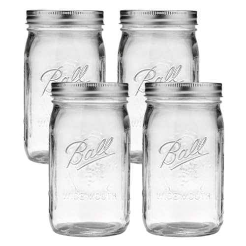 Ball Glass Mason Jars with Lids and Bands, Used for Canning, Pickling, Juice, Jam, Jelly (Quart, 32 Ounce (Pack of 4)) - color: Quart, size: 32 Ounce (Pack of 4)