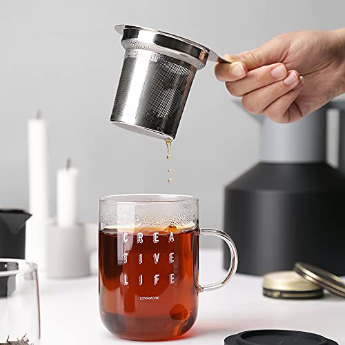 Extra Fine Mesh Tea Infuser Stainless Steel Tea Strainer for Loose Leaf Tea and Coffee, Tea Steeper with Large Capacity and Easy to Clean, Single Handle for Hanging on Teapots, Mugs, Cups - color: Silver-B