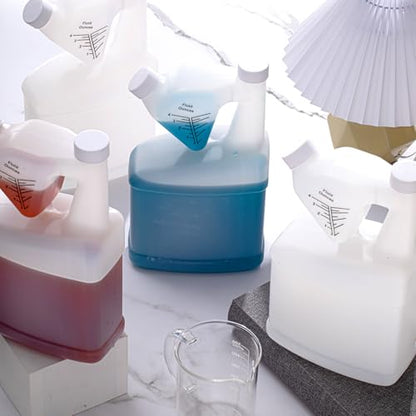 12 Pcs 64 oz Measure Container Tip and Pour Measuring Chemical Containers HDPE Plastic Measuring Bottle, up to 4oz Measure Capacity