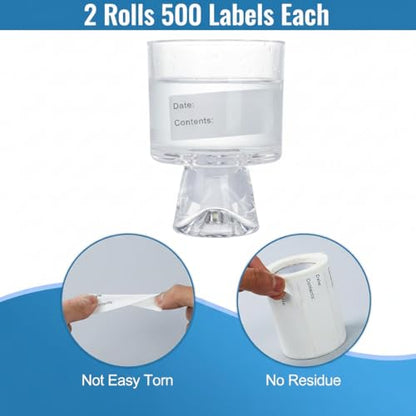 BLISKO 1000 Pcs Freezer Labels, 2 Rolls, 1x3 Inch Food Labels Stickers with Pre-Printed Date & Contents, Food Storage Labels, Waterproof, No Residue for Meal Prep, Food Containers, Jars, Bags - size: 1000 Pcs Printed Labels (1 x 3 Inch)