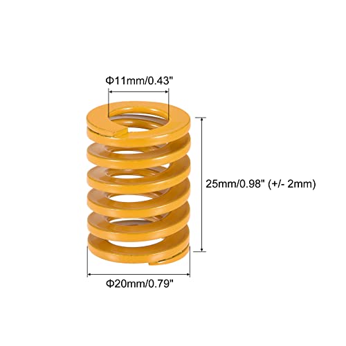 uxcell 3D Printer Die Spring, 20mm OD 25mm Long 2pcs Spiral Stamping Light Load Compression Mould Die Springs for 3D Printer Electric Part, Yellow