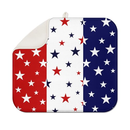 Dish Drying Mat 4th of July Kitchen Mat for Countertop Protector Absorbent Mats Dishes Pad for Kitchen Counter Coffee Table Decor Accessories Large 16X18 inch - color: Patriotic, size: 18" x 16"