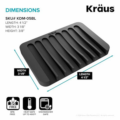 Kraus Self-Draining Silicone Dish Drying Mat and Silicone Soap Dish Holder for Bathroom or Kitchen Counter in Dark Grey, KDM-10-05DG - color: Dark Grey, style: Drying Mat & Soap Holder