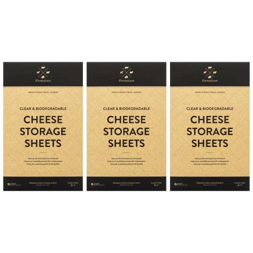 Formaticum Cheese Storage Sheets - Cheese Saver from France- Professional Earth Friendly Transparent Cheese Wrap - Cheese Sheet Savers of wood-based cellulose fibers - Clear 45 Sheets with 9" x 12" - size: 45 Sheets (3 Boxes)