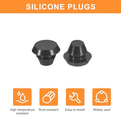 uxcell 25Pcs Silicone Plugs, Rubber Round Snap in Locking Hole Plugs for 5-5.5mm Hole, Hole Stoppers Waterproof Hole Plug for Metal Tube, Furniture End Caps Inserts, Black - size: 5-5.5mm