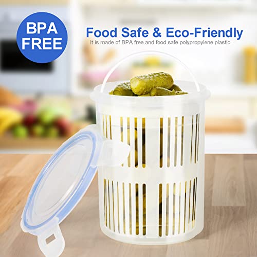 Pickle Jar with Strainer Insert, Multifunctional Deli Food Storage Container, Transparent Leakproof Pickle Container, Pickle Holder Keeper Lifter