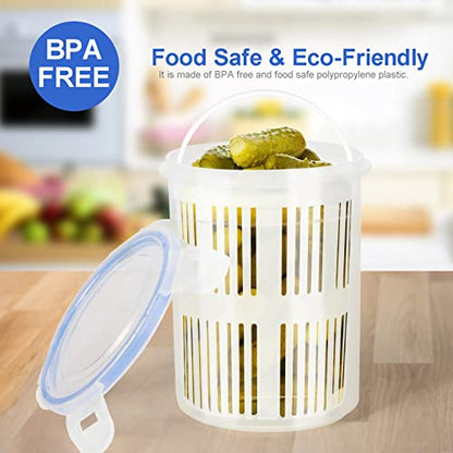 Pickle Jar with Strainer Insert, Multifunctional Deli Food Storage Container, Transparent Leakproof Pickle Container, Pickle Holder Keeper Lifter
