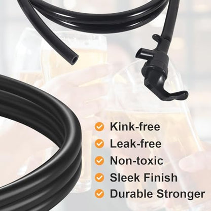 MRbrew 3 FT Keg Tap Line Beer Tubing Replacement Kit for Keg Pump Keg Tap, 3/16" Liquid Line Draft Beer Line with Picnic Tap Faucet Kegerator Dispenser PVC Tubing Kit for Cornelius Keg Beer Dispenser