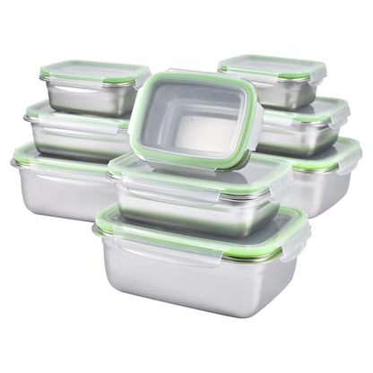 UPTRUST Stainless Steel Food Storage Containers | Leak Proof & Airtight Lids | Set of 9 Containers, Dishwasher & Freezer Safe - size: Set of 9 Containers