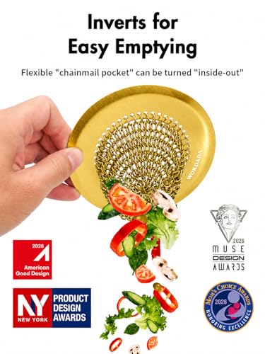 Wokdada Gold Sink Strainer, Reversible Mesh Sink Strainer with 304 Stainless Steel, Revolutionary Anti-Rust Kitchen Sink Drain Strainer Food Catcher for Garbage Disposal Without Clogging - color: Yellow