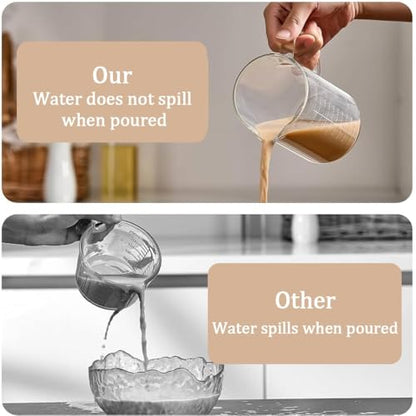Measuring Cup, 500ML 2 CUP Glass Liquid Measuring Cup with Blank Label, Three Scales (OZ, Cup, ML/CC) High Borosilicate Glass for Kitchen or Restaurant, V-Shaped Spout Measuring Cups