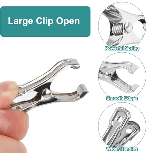 JULMELON 25 PCS Greenhouse Clips, 2.2 Inch Stainless Steel Garden Clips, Heavy Duty Row Cover Clips with Large Open Strong Grip for Fixing Netting Cover Film,Shade Cloth Film Plant Netting