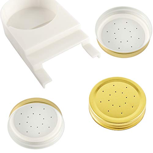 12 Pack Bee Feeders, 5.1 x 3.15 Inch Plastic Entrance Feeders for Beehives, Beekeeping Supplies Jar Feeders with Perforated Lids for Mason Plastic Glass Jars, Sugar Syrup Water Dispenser