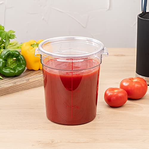 Restaurantware Met Lux 4 Quart Food Storage Containers 10 Round Commercial Storage Containers - Lids Sold Separately With Volume Markers Clear Plastic Food Prep Buckets Space-Saving Storage - size: 4 qt, style: 10 Count