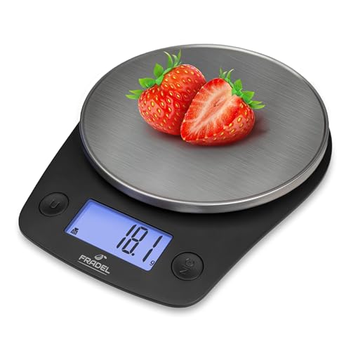 Fradel 0.1g Digital Kitchen Food Scale in Grams & Ounces - 11lb, for Cooking, Baking, Weight Loss - Round - style: Round