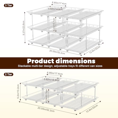 Cat Food Can Organizer, 3-Tier Adjustable | Modular, For Pantry & Fridge, Fits 3oz & 5oz Cans, Clear, Soup Cans Storage - size: 3 Tiers-9 Pcs