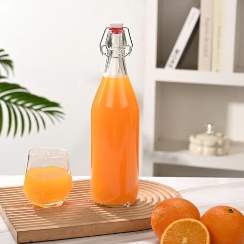 Fox Run Glass Flip Top Bottle, 1 Liter Air Tight Bottle with Flip Top Lid, 12.5" x 3.4"