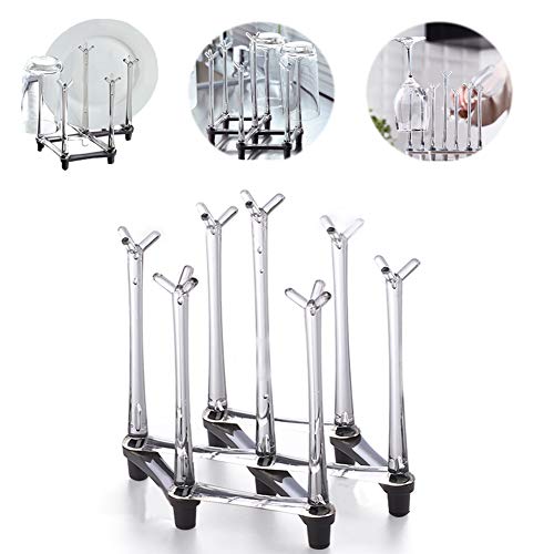 Marbrasse Retractable Cup Drying Rack, Drinking Glass and Sports Bottle Drainer Stand, Plastic Bag Dryer with Non-Slip Bottom for Kitchen Countertop, 2p - color: 2p