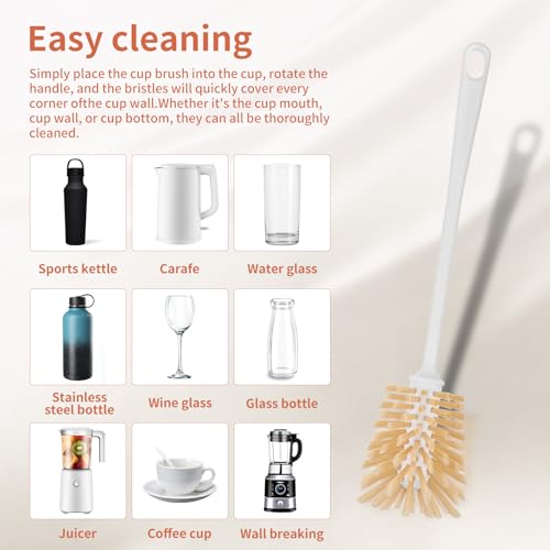 Adjustable Bottle Brush Set with Straw Cleaners & 2 Hooks 15.6" | Extends up to 15.6” to clean narrow bottles & coffee makers Pack includes fixed handle brush, straw brushes & hooks