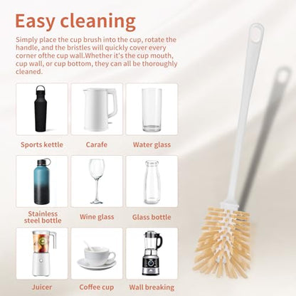Adjustable Bottle Brush Set with Straw Cleaners & 2 Hooks 15.6" | Extends up to 15.6” to clean narrow bottles & coffee makers Pack includes fixed handle brush, straw brushes & hooks