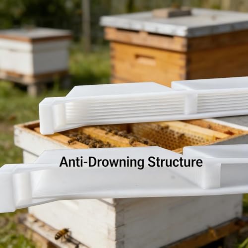 4pcs Langstroth Hive Bee Feeder - Dual Compartment 1.5L Bee Feeder & Water, Anti-Drowning Design for Beekeeping Supplies (White) - color: White